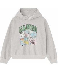 Ganni - Graphic-Print Hoodie - Lyst