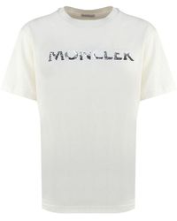 Moncler - T-Shirt With Sequin Logo - Lyst