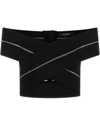 Balmain - Off-The-Shoulder Crop Top - Lyst