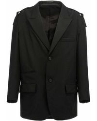 Yohji Yamamoto - Single-Breasted Blazer With Strap Detail - Lyst