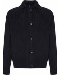 Zanone - Ribbed Knit Cardigan With Collar And Buttons - Lyst