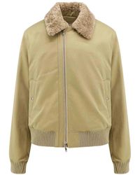 Burberry - Cotton Padded Jacket With Shearling Collar - Lyst