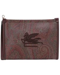 Etro - Coated Canvas Clutch With Pailsey Motif - Lyst