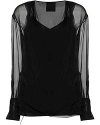 Givenchy - Long-Sleeve Silk Wrap Blouse - Lyst