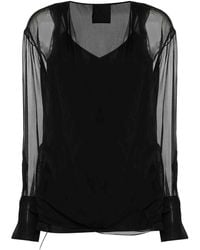 Givenchy - Long-Sleeve Silk Wrap Blouse - Lyst