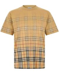 Burberry - Sand Check T-Shirt - Lyst