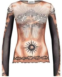 Jean Paul Gaultier - Tattoo-Inspired Sheer Long-Sleeved Top With Bold Motifs - Lyst