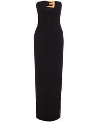 Balmain - Belted Bustier Long Dress - Lyst