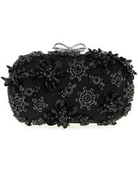 Self-Portrait - Satin Floral Crystal Clutch - Lyst