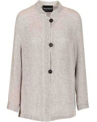 Emporio Armani - Linen Gauze Shirt Jacket - Lyst