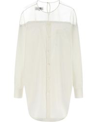 MM6 by Maison Margiela - Tulle Insert Shirt - Lyst