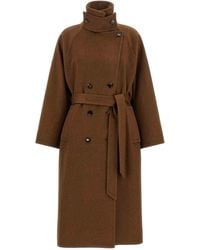 Alberto Biani - Double-Breasted Belted Coat - Lyst