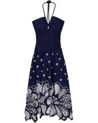FARM Rio - Cotton Sleeveless Richelieu Embroidered Midi Dress - Lyst