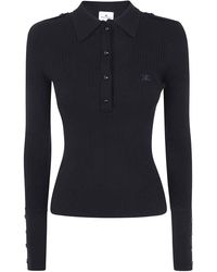 Courreges - Rib Knit Ls Polo Sweater - Lyst