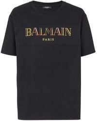 Balmain - Cotton T-Shirt With Printed Logo - Lyst