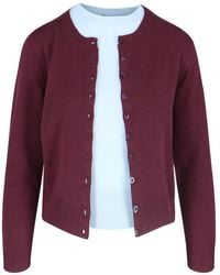 Canessa - Cardigan With Bicolor Crop Knit - Lyst