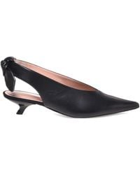 Alberta Ferretti - Pointed Leather Slingback With Bow Detail - Lyst