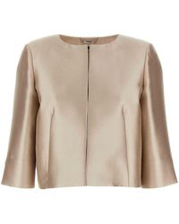 Alberta Ferretti - Mikado Bolero Jacket With Crew Neck - Lyst