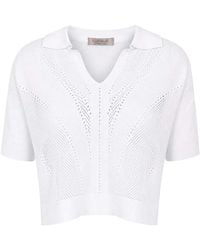 D. EXTERIOR - Cropped Perforated Polo Shirt - Lyst