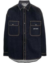 Palm Angels - Logo-Embroidered Denim Shirt - Lyst