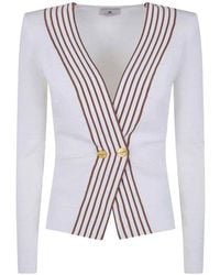 Elisabetta Franchi - Knitted Top With Striped Bands - Lyst