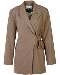 Ganni - Shiitake Viscose Blend Blazer - Lyst