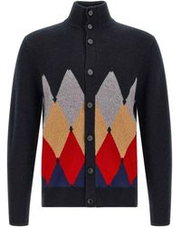 Ballantyne - Classic Diamond Diamond Intarsia Cardigan - Lyst