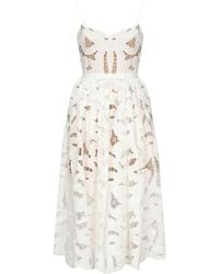Self-Portrait - Embroidered Midi Dress With Bow - Lyst