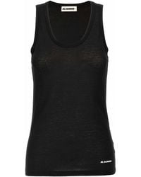 Jil Sander - Cotton Top With Front Logo Print - Lyst