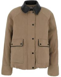 Brunello Cucinelli - Jacket With Leather Collar - Lyst