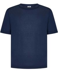 Luigi Borrelli Napoli - Crew-neck T-shirt In Navy Cotton Jersey - Lyst