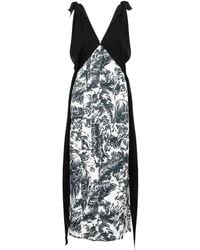 Bottega Veneta - Printed Silk Long Dress - Lyst