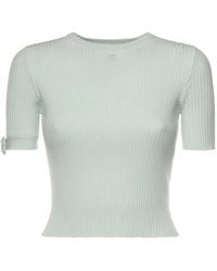 Courreges - Ribbed Knit Cropped Top With Logo - Lyst