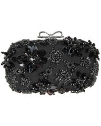 Self-Portrait - Satin Floral Crystal Clutch Bag - Lyst