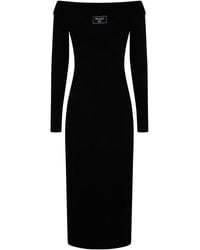 Balmain - Ls Double Collar Knit Zipped Midi Dress - Lyst