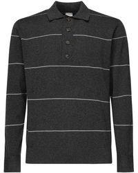 Eleventy - Striped Long-Sleeved Polo Shirt - Lyst