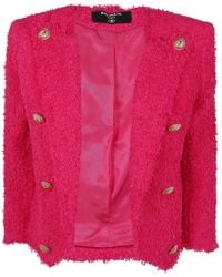 Balmain - 8 Button Tweed Spencer Jacket - Lyst