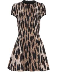 Balmain - Abito Con Effetto Jacquard Leopardato-Donna - Lyst