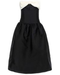 Self-Portrait - Taffeta Contrast Bow Midi' Dress - Lyst
