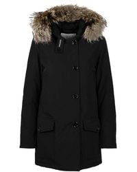 Woolrich - Hooded Parka With Fluffy Trim - Lyst