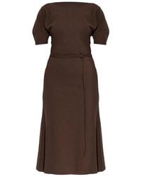 Lemaire - Belted Boat-Neck Midi Dress - Lyst