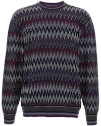 Missoni - Zigzag Pattern Wool Sweater With Crew Neck - Lyst