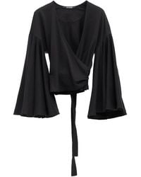 Jacquemus - Wrap Cropped Flared-Sleeve Top - Lyst