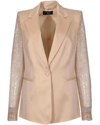 Clips - Crepe Jacket With Sequined Mesh Sleeves - Lyst