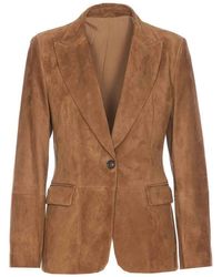 Brunello Cucinelli - Suede Leather Jacket - Lyst