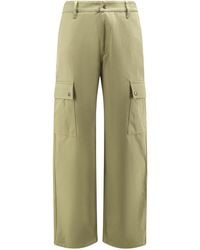 Burberry - Cotton Trousers With Logo Embroidery - Lyst