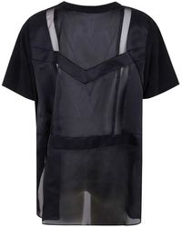 Sacai Mixed Media Cotton Jersey & Satin Pocket T-Shirt in Blue | Lyst