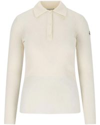 Moncler - Ribbed Knit Polo Top - Lyst