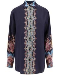 Etro - Paisley Print Crepe De Chine Long-Sleeved Shirt - Lyst