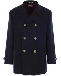 Brunello Cucinelli - Wool Double-Breasted Coat - Lyst